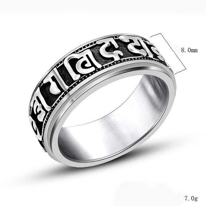 Buddha Stones Tibetan Om Mani Padme Hum Titanium Steel Spinner Balance Ring - image 8