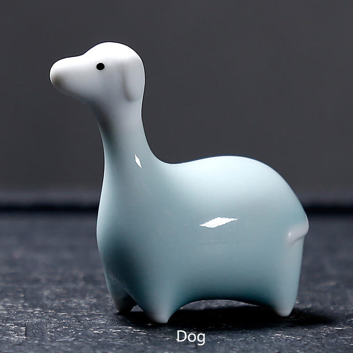 Buddha Stones Chinese Zodiac Ceramic Tea Pet Home Decoration - White Dog 6.7*6.9cm - image 29