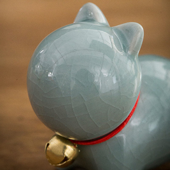 Buddha Stones Mini Cute Lucky Bell Cat Tea Pet Ceramic Home Desk Figurine Decoration - image 14