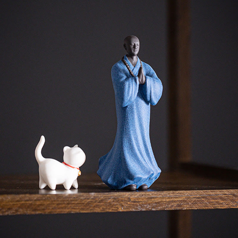 Buddha Stones Meditating Praying Monk Figure Ceramic Compassion Serenity Home Decoration - image 22