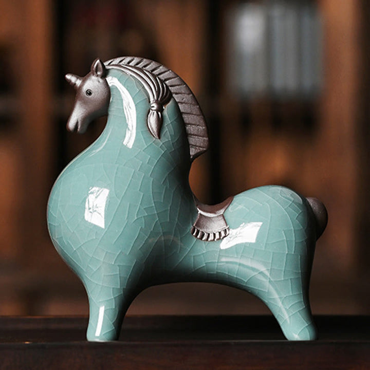 Buddha Stones Head Down Up Horse Ceramic Success Freedom Home Decoration - image 7