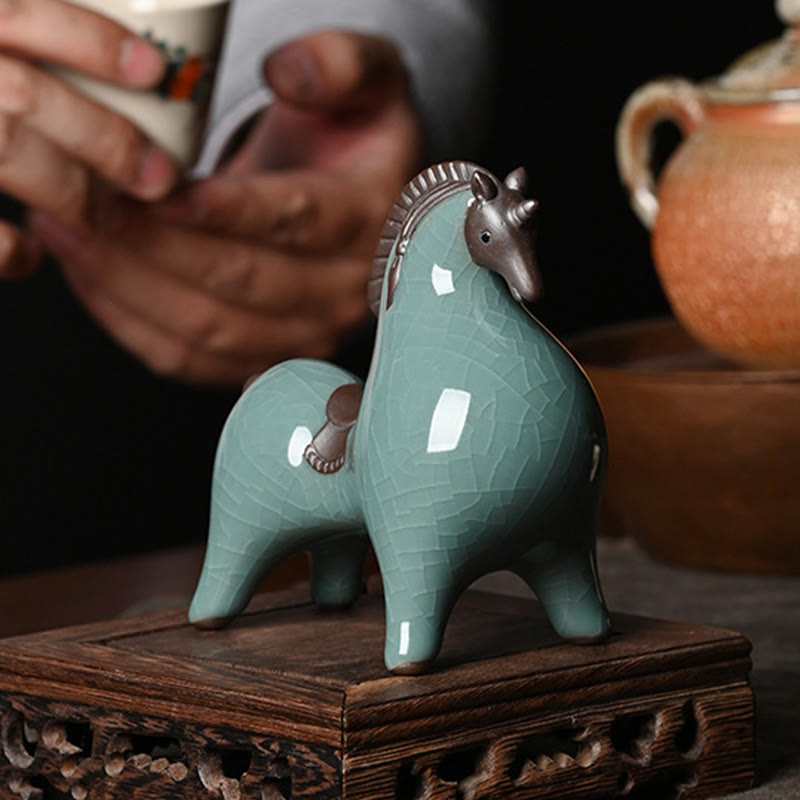 Buddha Stones Head Down Up Horse Ceramic Success Freedom Home Decoration - image 2