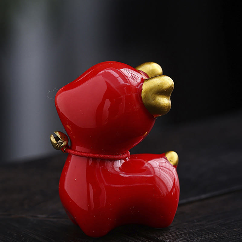 Buddha Stones Mini Deer Tea Pet Ceramic Home Desk Figurine Decoration - Red Deer 4*2.7*5.3cm - image 22