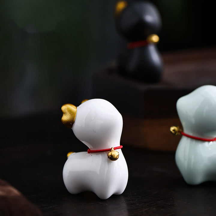 Buddha Stones Mini Deer Tea Pet Ceramic Home Desk Figurine Decoration - image 6