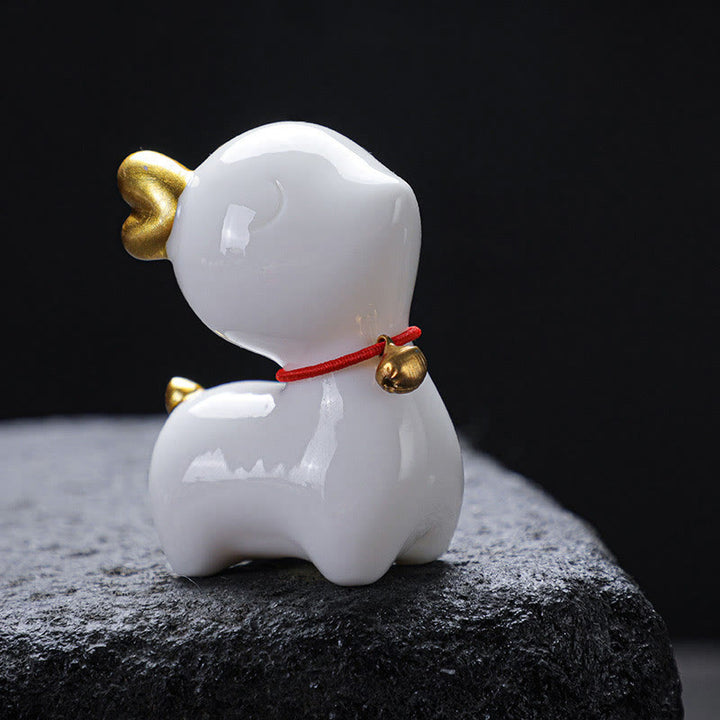 Buddha Stones Mini Deer Tea Pet Ceramic Home Desk Figurine Decoration - image 3