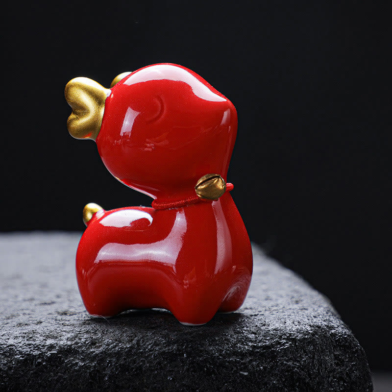 Buddha Stones Mini Deer Tea Pet Ceramic Home Desk Figurine Decoration - image 23