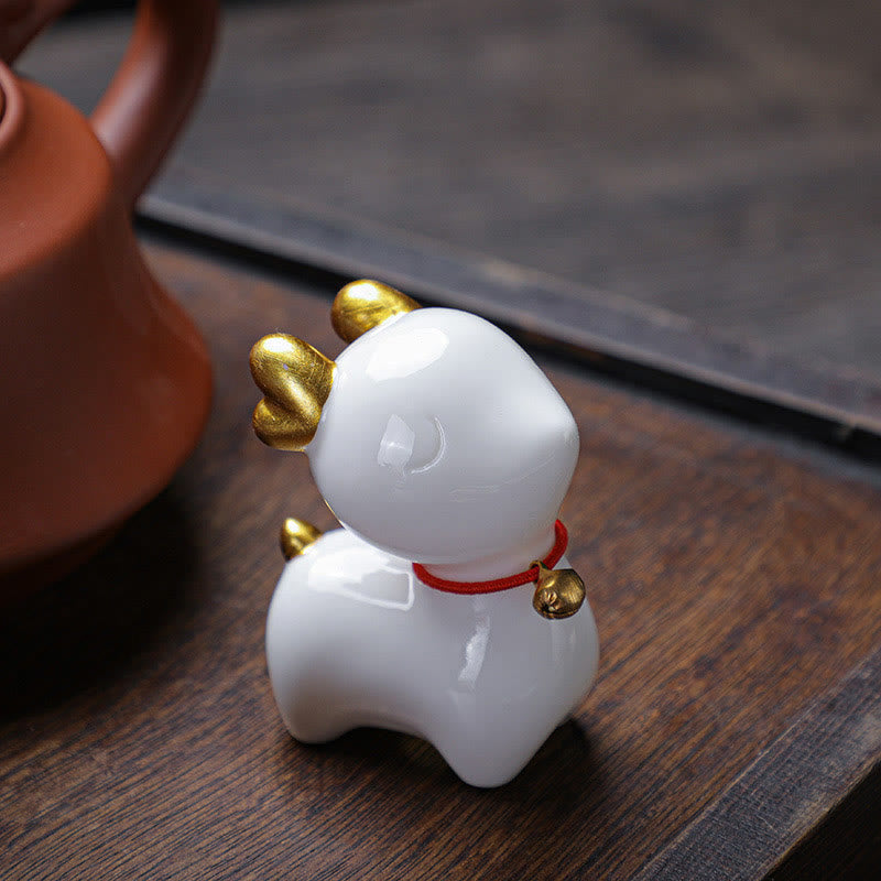 Buddha Stones Mini Deer Tea Pet Ceramic Home Desk Figurine Decoration - image 2