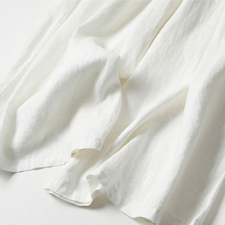 Buddha Stones Plain Color Cotton Linen High Waist Wide Leg Pants With Pockets - image 26