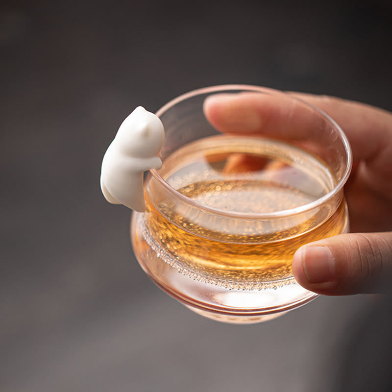 Buddha Stones Mini Hanging White Cat Tea Pet Ceramic Home Desk Figurine Decoration - image 1