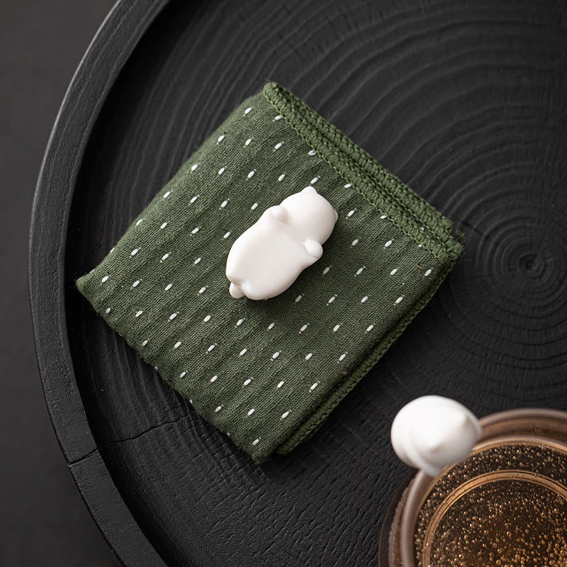 Buddha Stones Mini Hanging White Cat Tea Pet Ceramic Home Desk Figurine Decoration - image 11