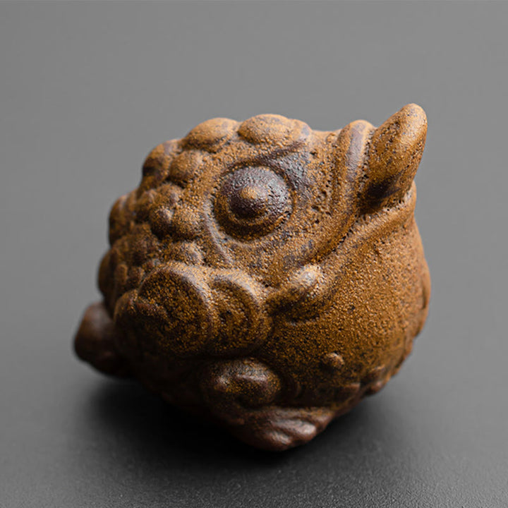 Buddha Stones Mini Standing Cat Feng Shui Frog Toad Tea Pet Ceramic Home Desk Figurine Decoration - Feng Shui Frog Toad 5*4.5*4.5cm - image 11