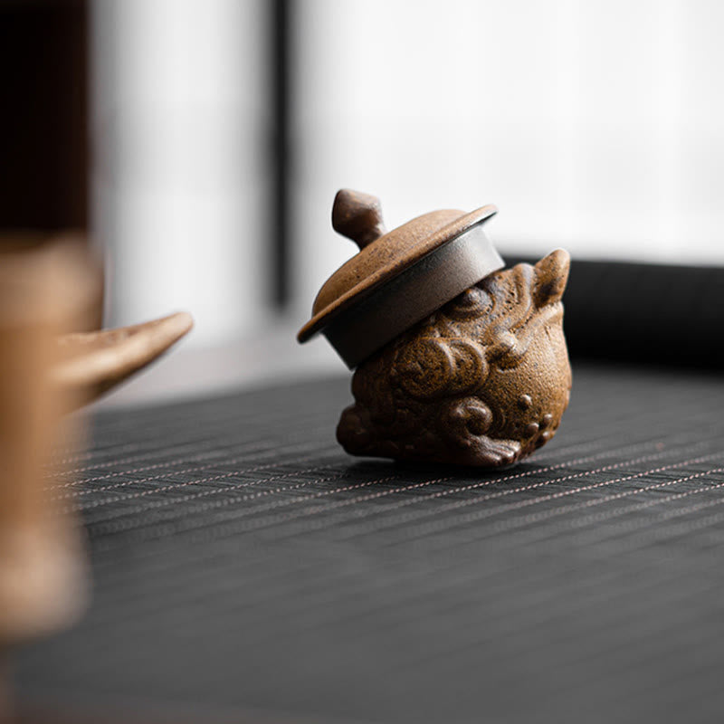 Buddha Stones Mini Standing Cat Feng Shui Frog Toad Tea Pet Ceramic Home Desk Figurine Decoration - image 12