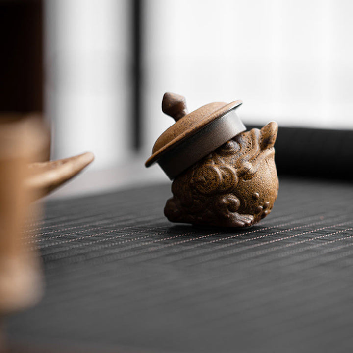 Buddha Stones Mini Standing Cat Feng Shui Frog Toad Tea Pet Ceramic Home Desk Figurine Decoration - image 12