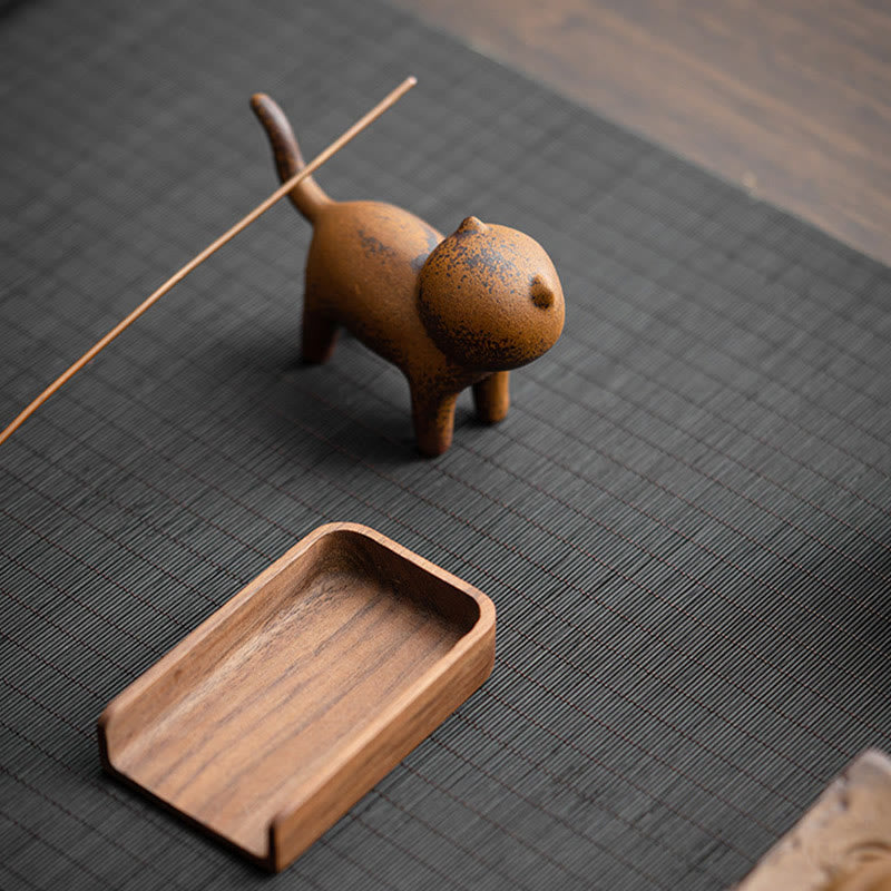 Buddha Stones Mini Standing Cat Feng Shui Frog Toad Tea Pet Ceramic Home Desk Figurine Decoration - image 8