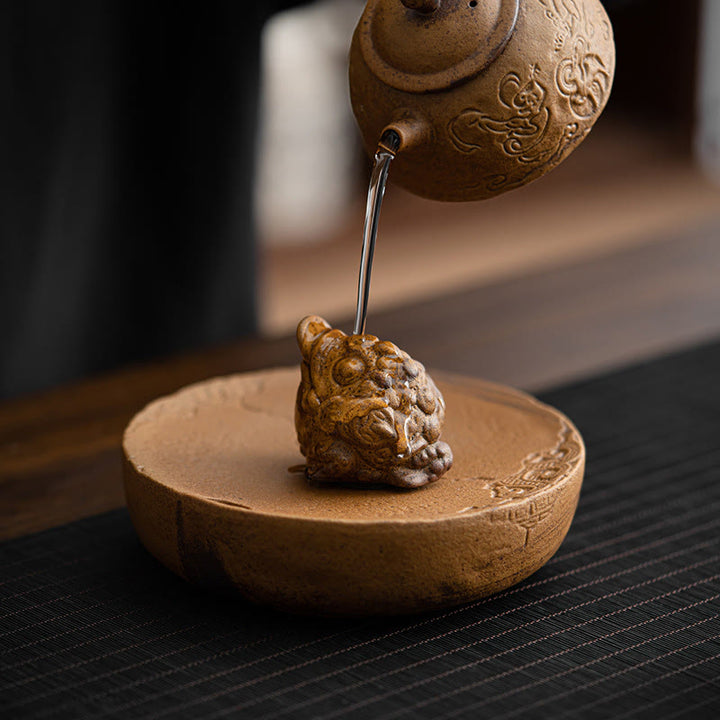 Buddha Stones Mini Standing Cat Feng Shui Frog Toad Tea Pet Ceramic Home Desk Figurine Decoration - image 13