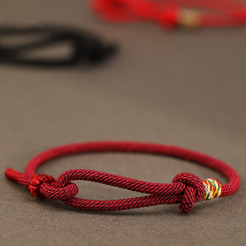 Buddha Stones Red String 925 Sterling Silver 999 Sterling Silver Coin Luck Bracelet - Dark Red String - Colorful String - 16-17cm - image 0