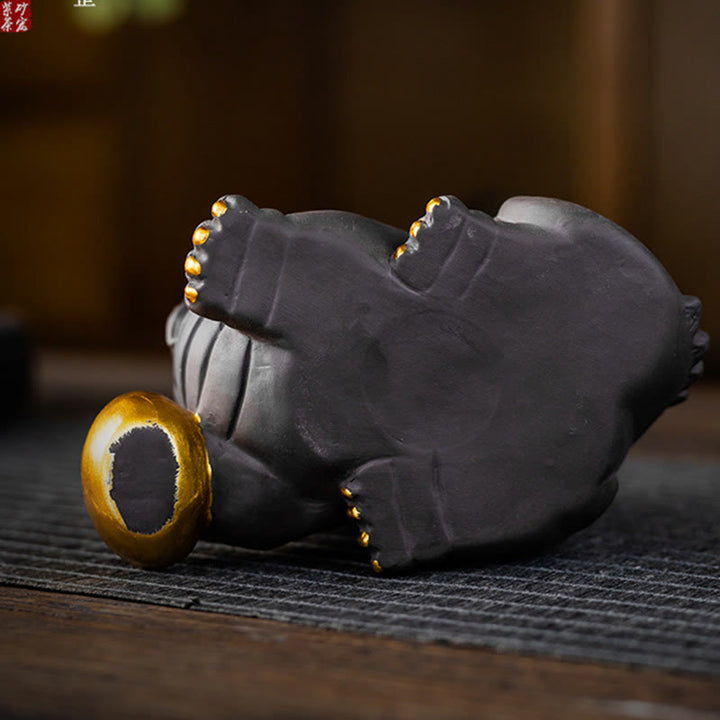 Buddha Stones PiXiu Ingot Ball Purple Clay Ceramic Tea Pet Wealth Home Figurine Decoration - image 18