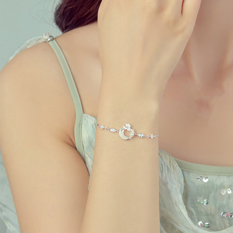 Buddha Stones Hetian Jade 925 Sterling Silver Cubic Zirconia Pearl Lotus Bracelet - image 5