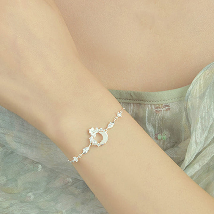 Buddha Stones Hetian Jade 925 Sterling Silver Cubic Zirconia Pearl Lotus Bracelet - image 4