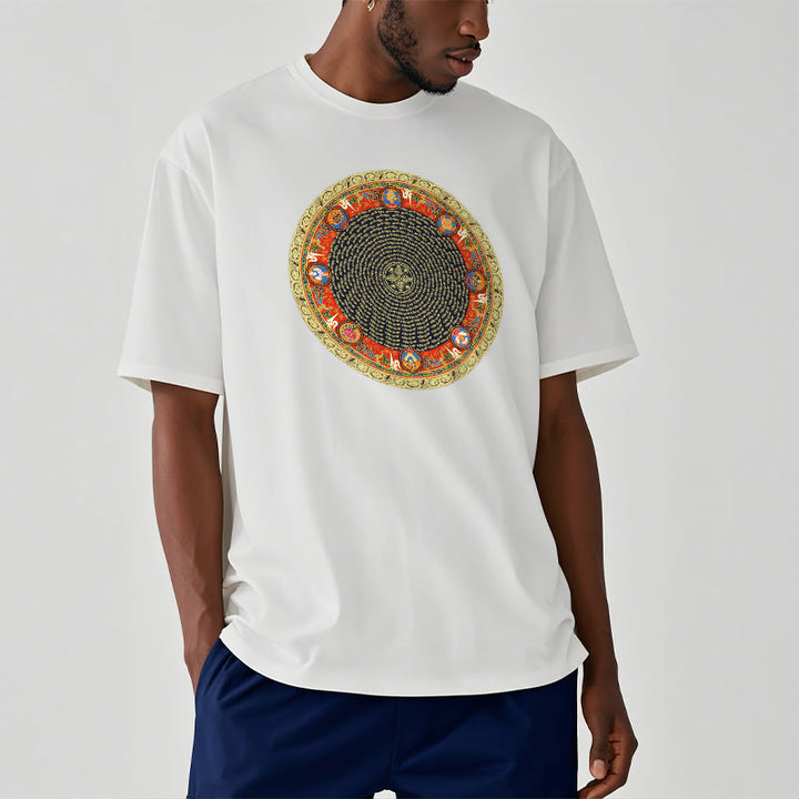 Buddha Stones Circular Om Mani Padme Hum Eight Auspicious Symbols Cotton Tee T-shirt - image 12