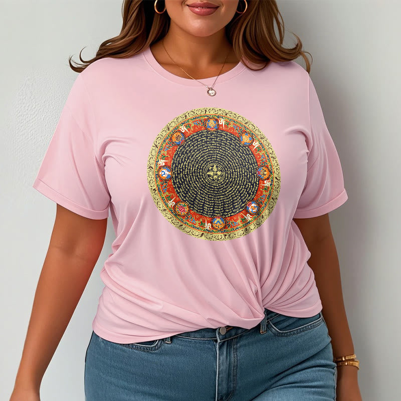 Buddha Stones Circular Om Mani Padme Hum Eight Auspicious Symbols Cotton Tee T-shirt - image 19