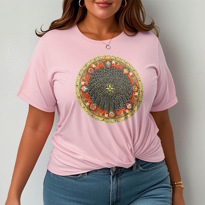 Buddha Stones Circular Om Mani Padme Hum Eight Auspicious Symbols Cotton Tee T-shirt - image 19