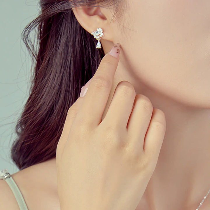 Buddha Stones Hetian Jade 925 Sterling Silver Cubic Zirconia Pearl Abundance Earrings - image 3