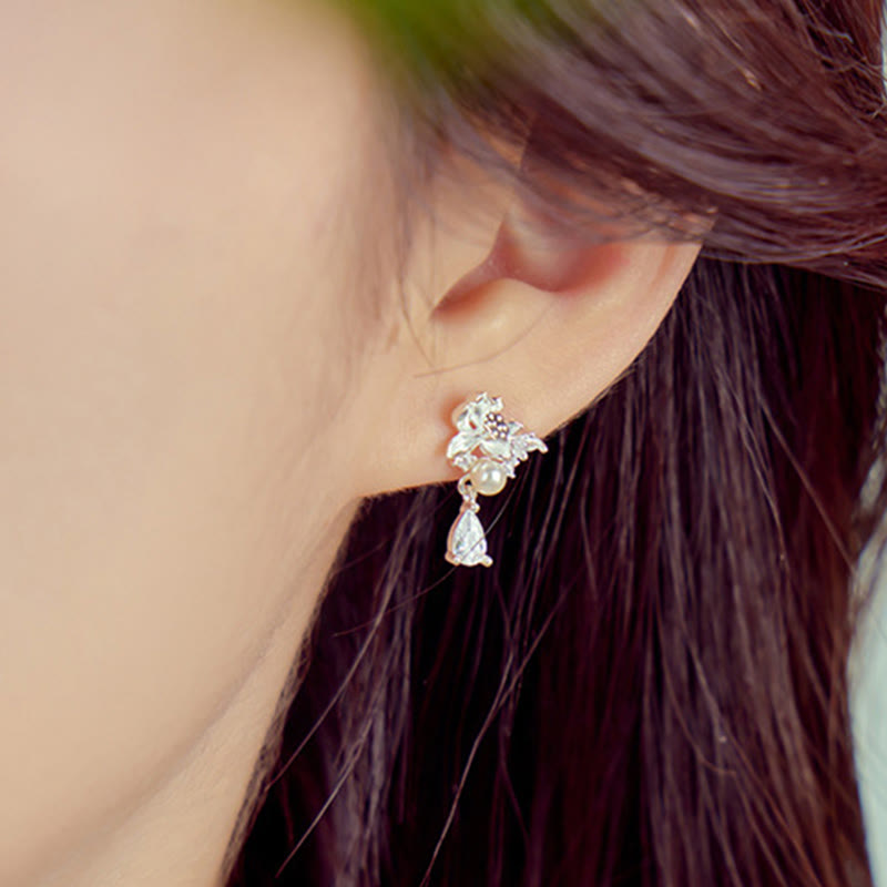 Buddha Stones Hetian Jade 925 Sterling Silver Cubic Zirconia Pearl Abundance Earrings - image 8