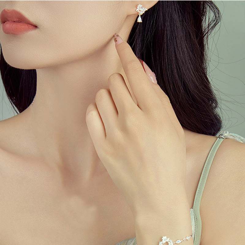 Buddha Stones Hetian Jade 925 Sterling Silver Cubic Zirconia Pearl Abundance Earrings - image 4