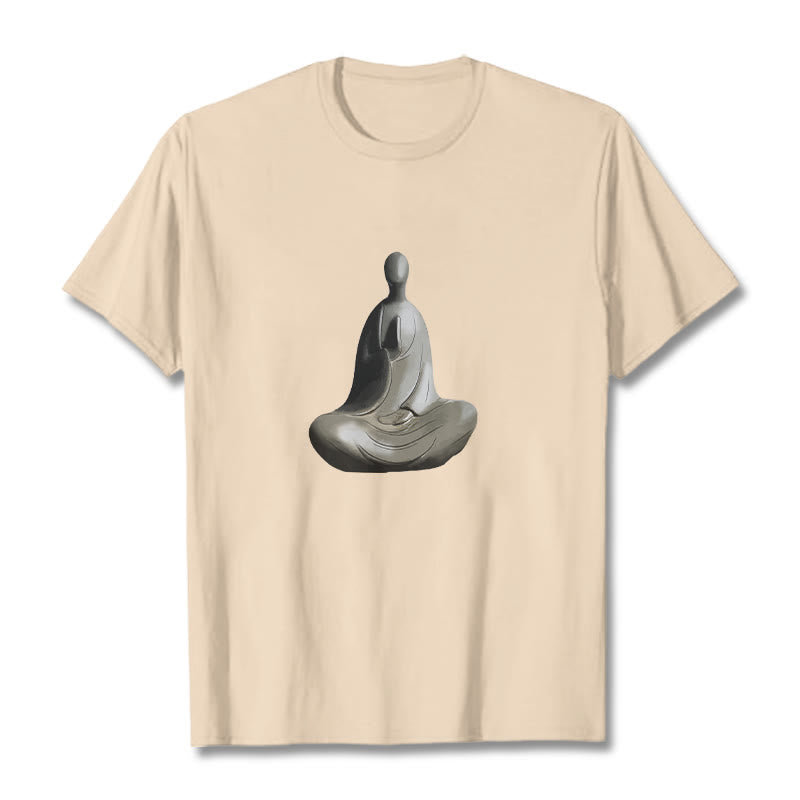 Buddha Stones Gray Formless Buddha Pattern Cotton Tee T-shirt - Bisque - 2XL - image 5