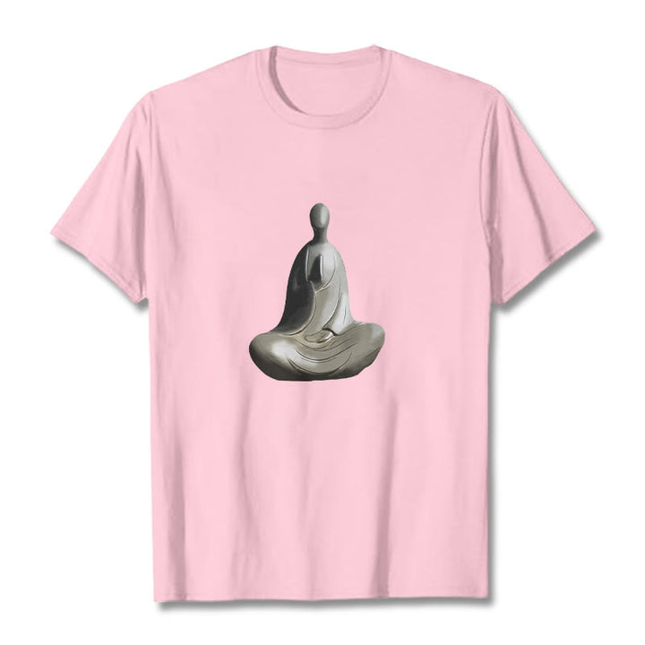 Buddha Stones Gray Formless Buddha Pattern Cotton Tee T-shirt - LightPink - 2XL - image 18