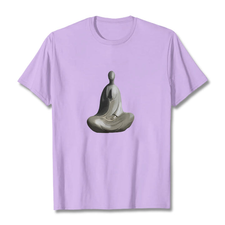 Buddha Stones Gray Formless Buddha Pattern Cotton Tee T-shirt - Plum - 2XL - image 16