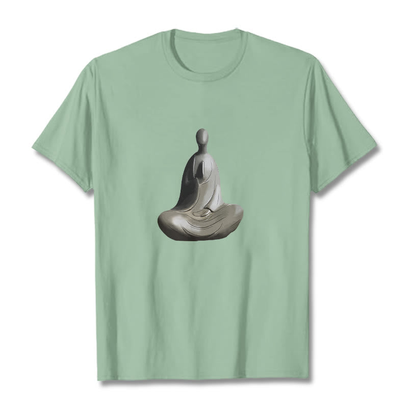 Buddha Stones Gray Formless Buddha Pattern Cotton Tee T-shirt - PaleGreen - 2XL - image 14