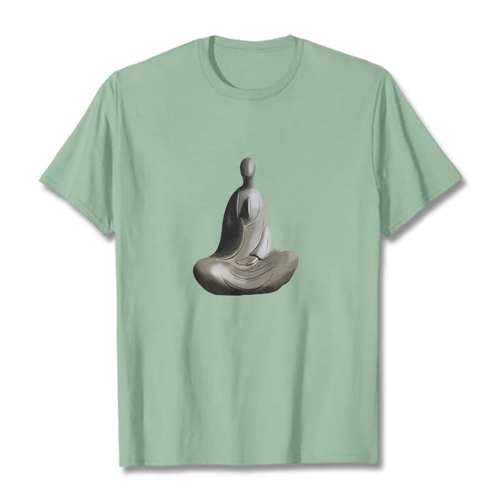 Buddha Stones Gray Formless Buddha Pattern Cotton Tee T-shirt - PaleGreen - 2XL - image 14