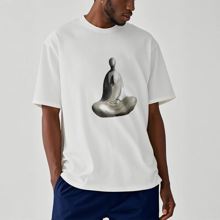 Buddha Stones Gray Formless Buddha Pattern Cotton Tee T-shirt - image 2