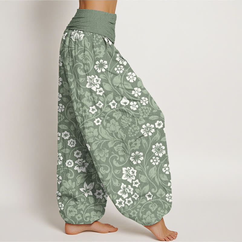 Buddha Stones Cotton Small Flowers Intertwining Branches Women's Elastic Waist Harem Pants - image 1