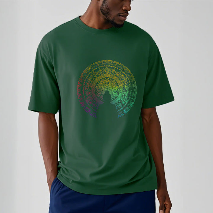 Buddha Stones Colorful Gradient Mandala Buddha Cotton Tee T-shirt - image 6