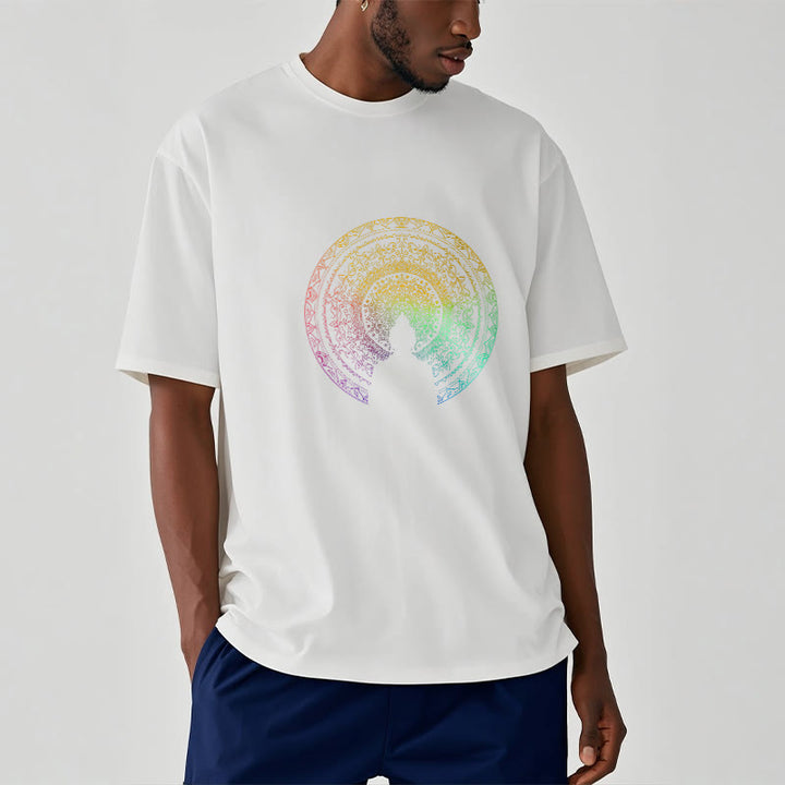 Buddha Stones Colorful Gradient Mandala Buddha Cotton Tee T-shirt - image 9