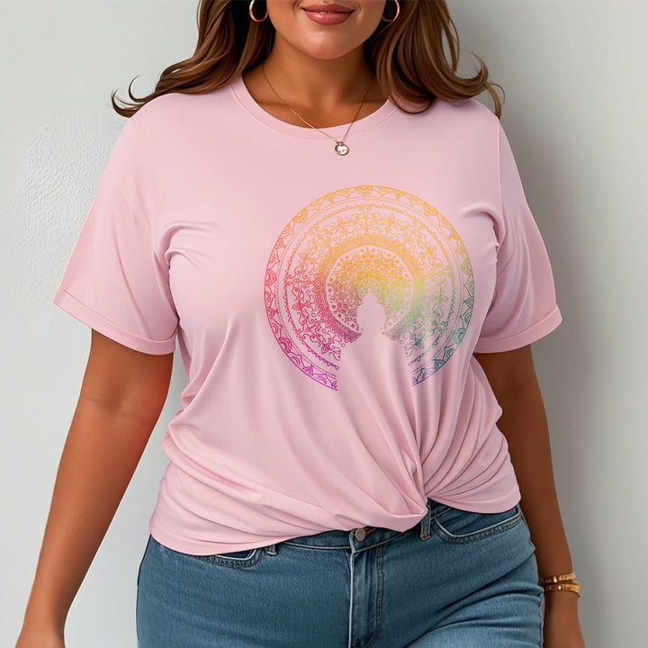 Buddha Stones Colorful Gradient Mandala Buddha Cotton Tee T-shirt - image 18