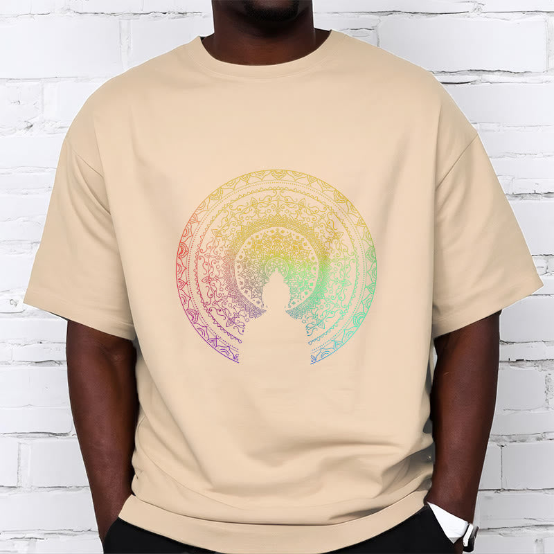 Buddha Stones Colorful Gradient Mandala Buddha Cotton Tee T-shirt - image 11