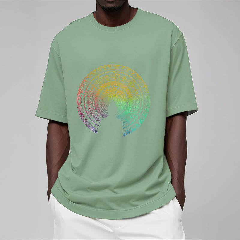 Buddha Stones Colorful Gradient Mandala Buddha Cotton Tee T-shirt - image 13