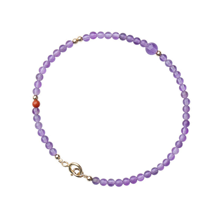 Buddha Stones 2mm Ultra-Thin Beads Natural Amethyst 14k Gold Plated Copper Inner Peace Meditation Bracelet - image 9