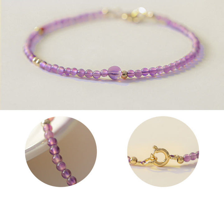 Buddha Stones 2mm Ultra-Thin Beads Natural Amethyst 14k Gold Plated Copper Inner Peace Meditation Bracelet - image 12