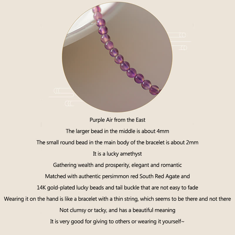Buddha Stones 2mm Ultra-Thin Beads Natural Amethyst 14k Gold Plated Copper Inner Peace Meditation Bracelet - image 7