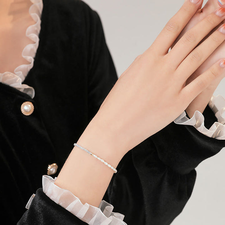 Buddha Stones 2mm Turquoise Pearl Ultra-thin Beads 14k Gold Plated Copper Wisdom Bracelet - image 12