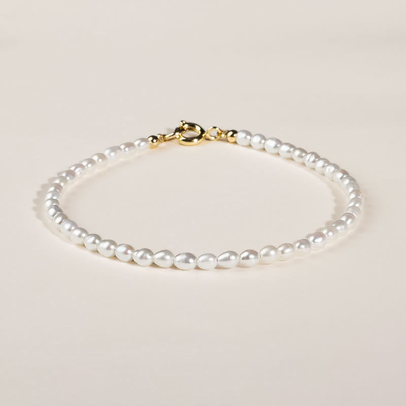 Buddha Stones 2mm Natural Pearl Ultra-thin Beads 14k Gold Plated Copper Wisdom Bracelet - image 0