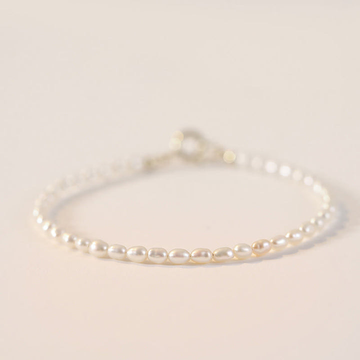 Buddha Stones 2mm Natural Pearl Ultra-thin Beads 14k Gold Plated Copper Wisdom Bracelet - image 2