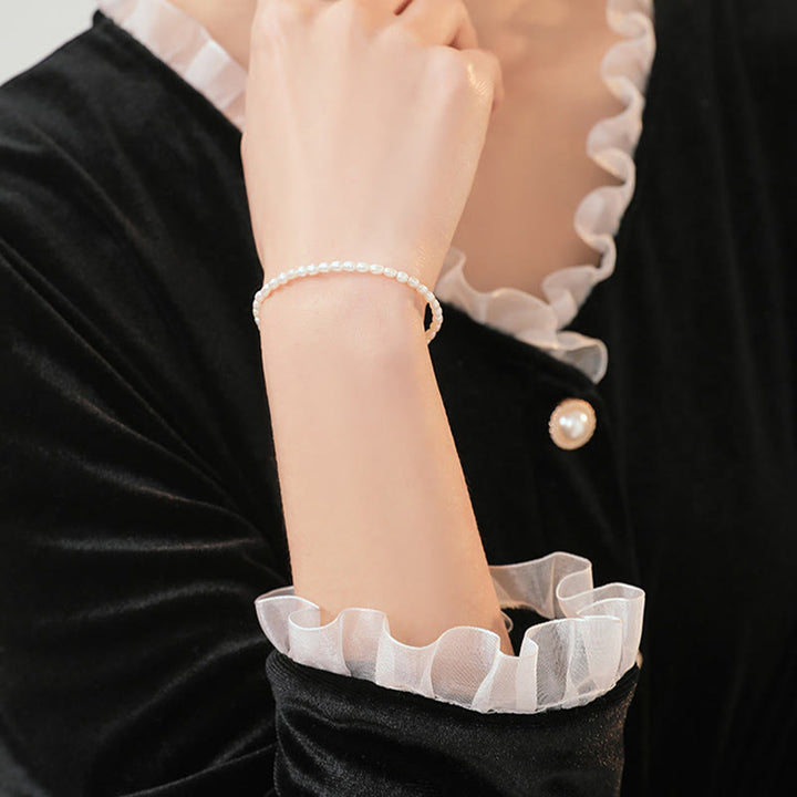 Buddha Stones 2mm Natural Pearl Ultra-thin Beads 14k Gold Plated Copper Wisdom Bracelet - image 10