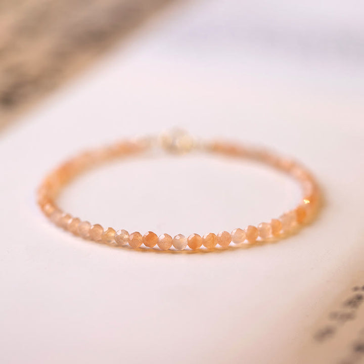 Buddha Stones 3mm Sun Stone Ultra-thin Beads 14k Gold Plated Copper Wealth Bracelet - 3mm Faceted Sun Stone(Wrist Circumference: 15cm) - image 13