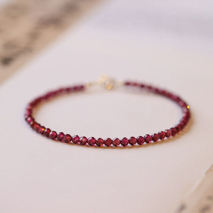 Buddha Stones 3mm Natural Small Garnet Ultra-Thin Beads Protection Bracelet - 3mm Polygonal Beads - 16cm - image 7